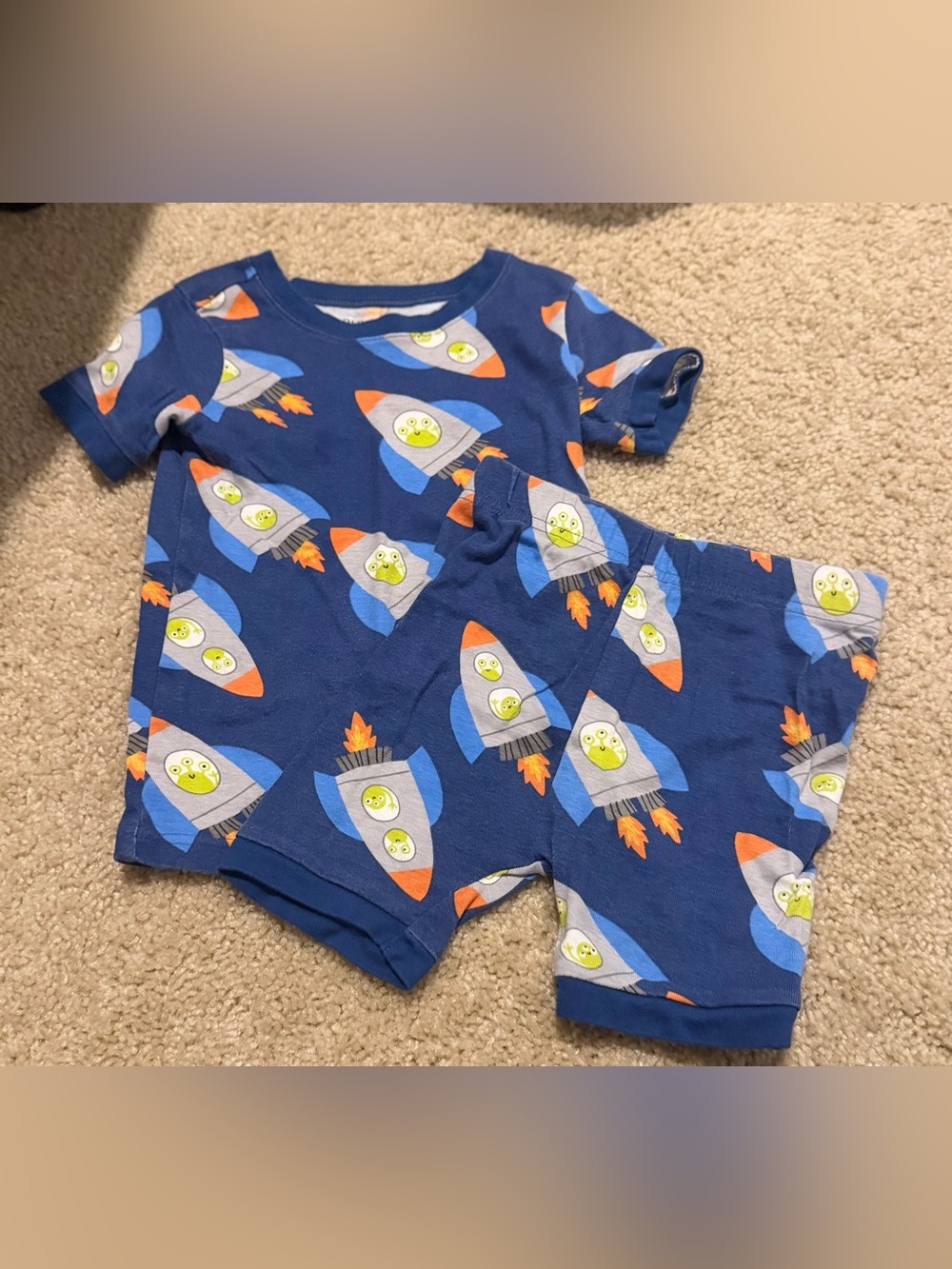 Old Navy Navy Blue Rocket & Alien Toddler Pajama Top